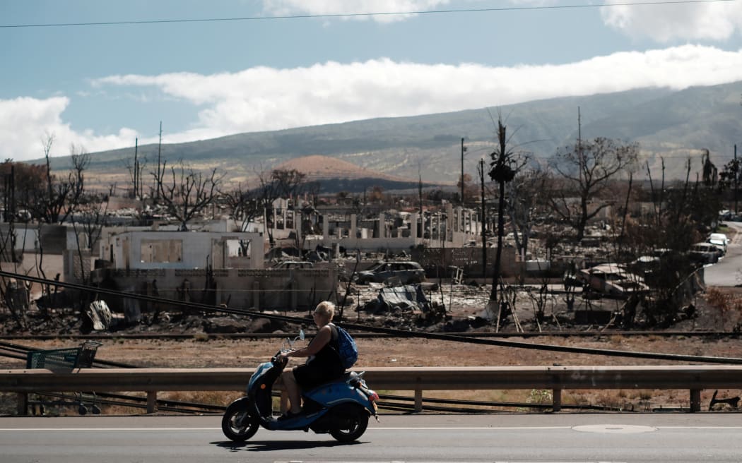 A photo shows a residential area of Lahaina, the western island of the Maui island, which has been devastated by wildfire, in Maui, Hawaii, United States on 22, August, 2023.