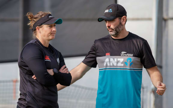 White Ferns captain Sophie Devine and coach Ben Sawyer.