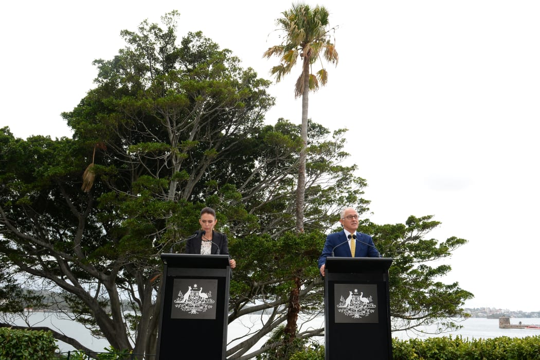 Australia Prime Minister Malcolm Turnbull and New Zealand Prime Minister Jacinda Ardern.