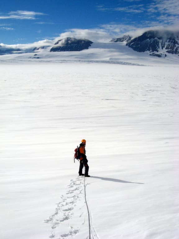 Traversing the Mackay Glacier.