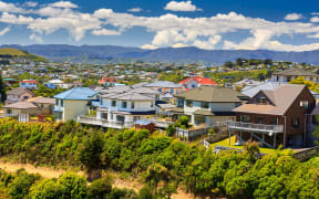 beautiful neigborhood with houses. Location: New Zealand, capital city Wellington