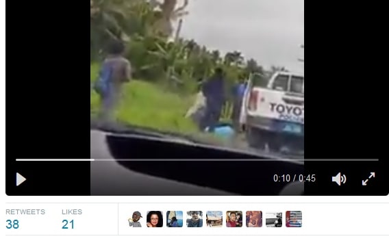 A still image from a video that emerged on social media of an alleged police beating near Pacific Harbour. October 2016