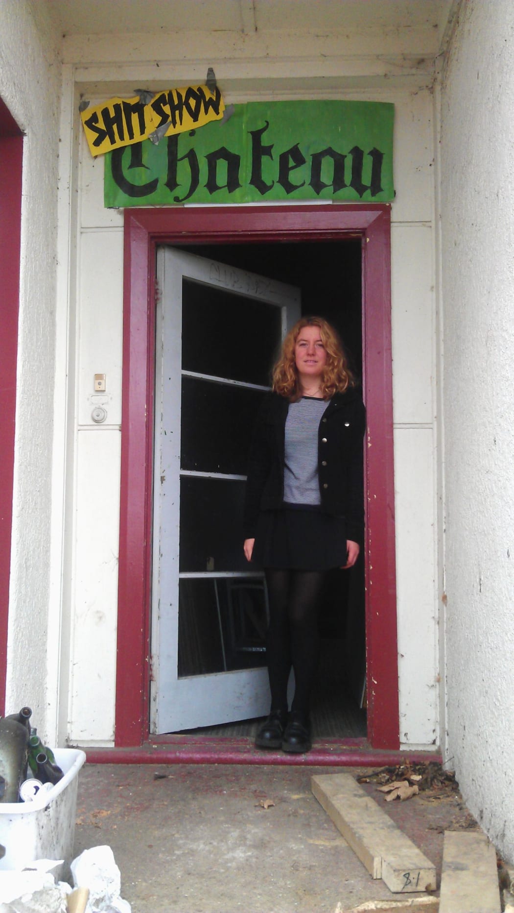 Lindsey Horne, 22, at home at the Shit Show Chateau