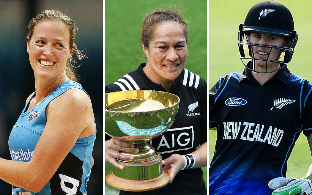 Left to right: Southern Steels captain Wendy Frew, Black Ferns captain Fiao'o Faamausili and White Ferns star Amy Satterthwaite