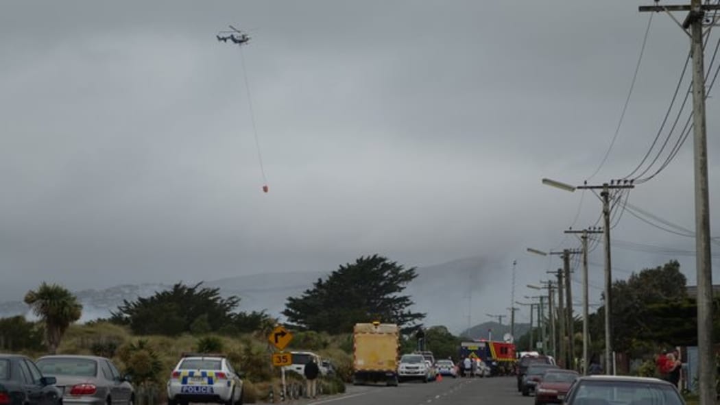 A fire threatening homes on Southshore in Christchurch.