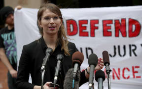Former US Army intelligence analyst Chelsea Manning addresses reporters before entering the Albert Bryan US federal courthouse May 16, 2019 in Alexandria, Virginia.