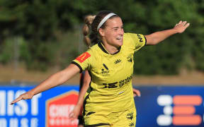 Phoenix Olivia Fergusson celebrates a goal