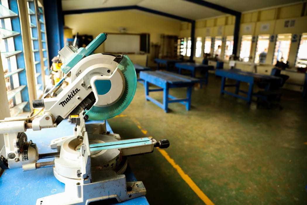 One of the workrooms at Tupou College where students work towards the level 2 technical and vocational certificate