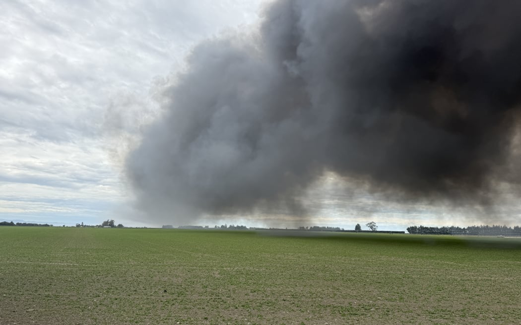 Fire fighters were called to the blaze burning through trees at a property near Darfield about 10am.