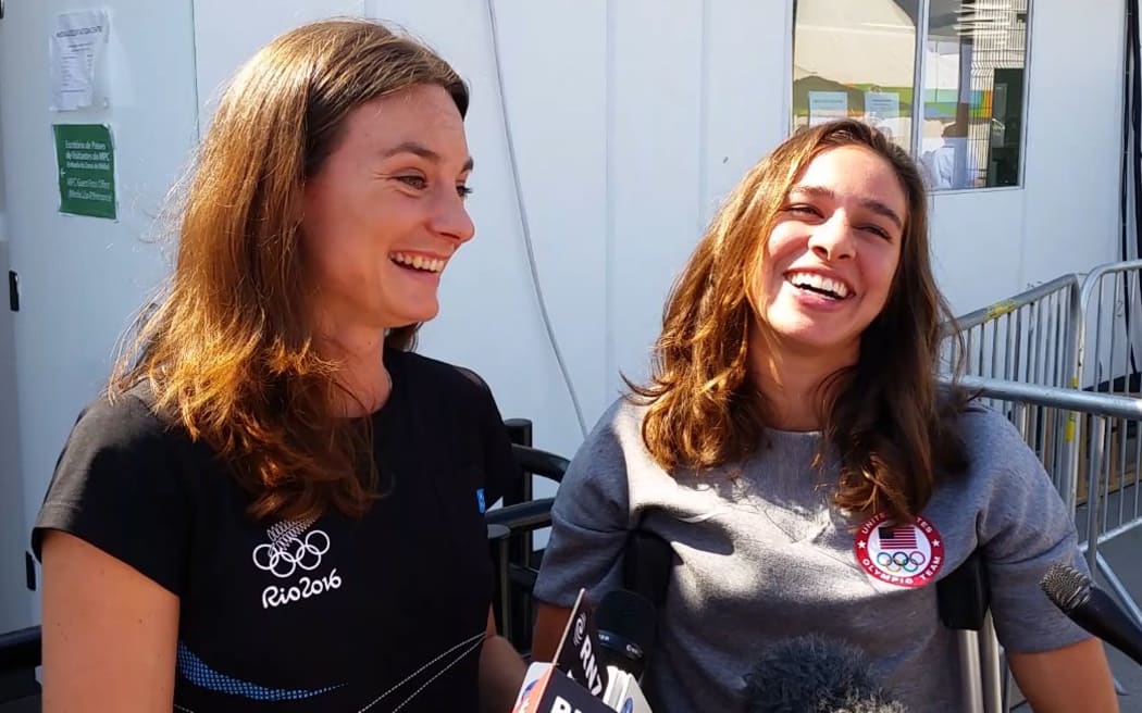 Athletes Nikki Hamblin, left, and Abbey D'Agostino