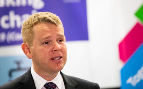Health Minister Chris Hipkins gives the daily Covid-19 briefing from Auckland's Middlemore hospital.