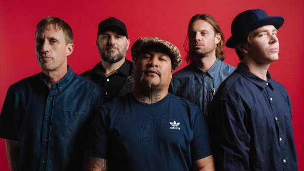 The New Zealand band Shapeshifter (Left to right Nick Robinson , Darren Mathiassen, PDigsss, Nick Robinson  Sam Trevethick and Dan McGruer)