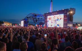 Concorde Rugby Village during the broadcast of the opening match of the France-New Zealand Rugby World Cup on 8 September, 2023.