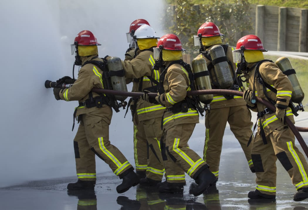 Fire fighter in training.