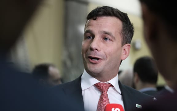 ACT party leader David Seymour talking to the media