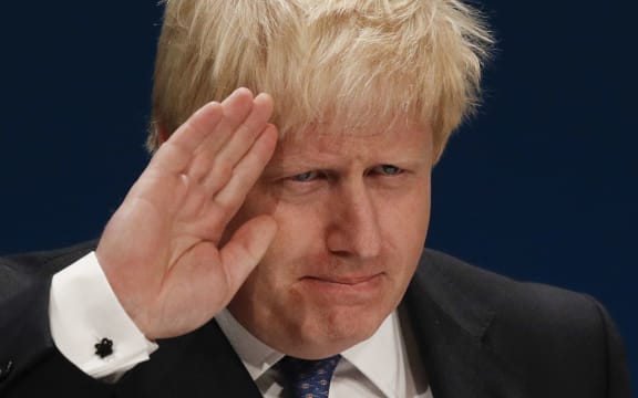 British Foreign Secretary Boris Johnson delivers a speech.