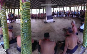 John Key welcomed with an 'ava ceremony in the village of Poutasi, Upolu island, Samoa.