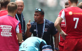Russia head coach and former Fiji Sevens legend Waisale Serevi issues instructions during the Hong Kong Qualifier.