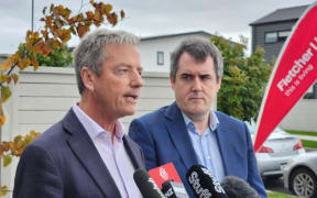 Andrew Bayly and Chris Bishop in Auckland today announcing lending changes by the government.