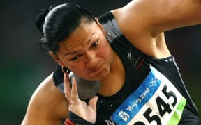 Valerie Vili takes out the the gold medal in the final of the women's shot put at the 2008 Beijing Olympics.