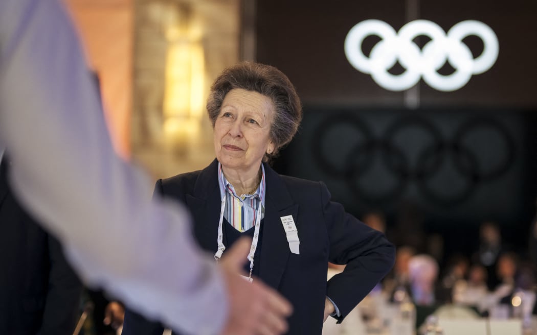 Britain's Princess Anne, a member of the International Olympic Committee (IOC), looks on during the 144th IOC Session in Costa Navarino, Greece, on the election day of the next IOC President, on 20 March, 2025.