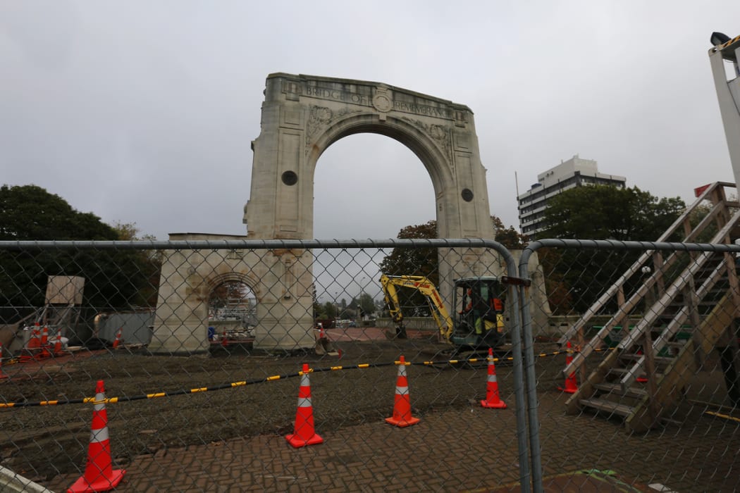 The Bridge of Remembrance in the centre of Christchurch.