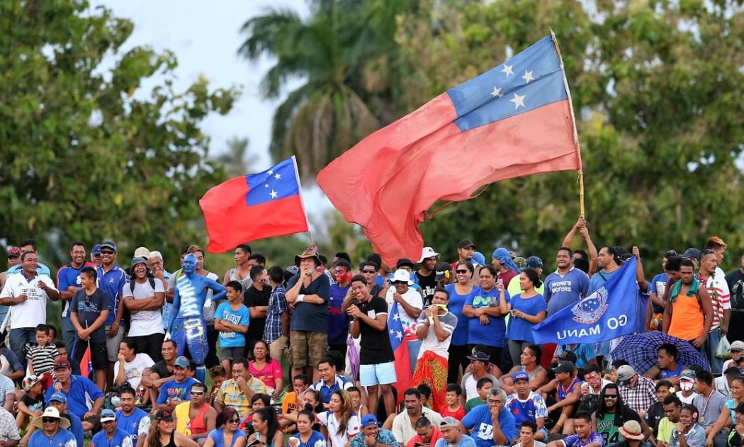 Local fans at the Manu Samoa v Georgia test at Apia Park.