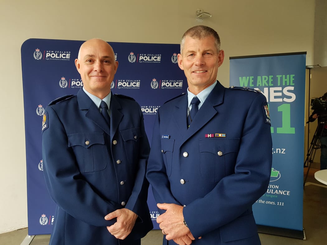 Project lead Senior Sergeant Matthew Morris, left, and Superintendent Corrie Parnell at the launch of the emergency mental health co-response team.