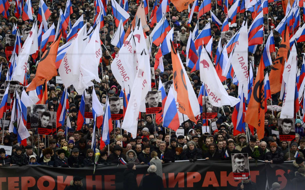 Thousands march in Moscow in memory of Boris Nemtsov.