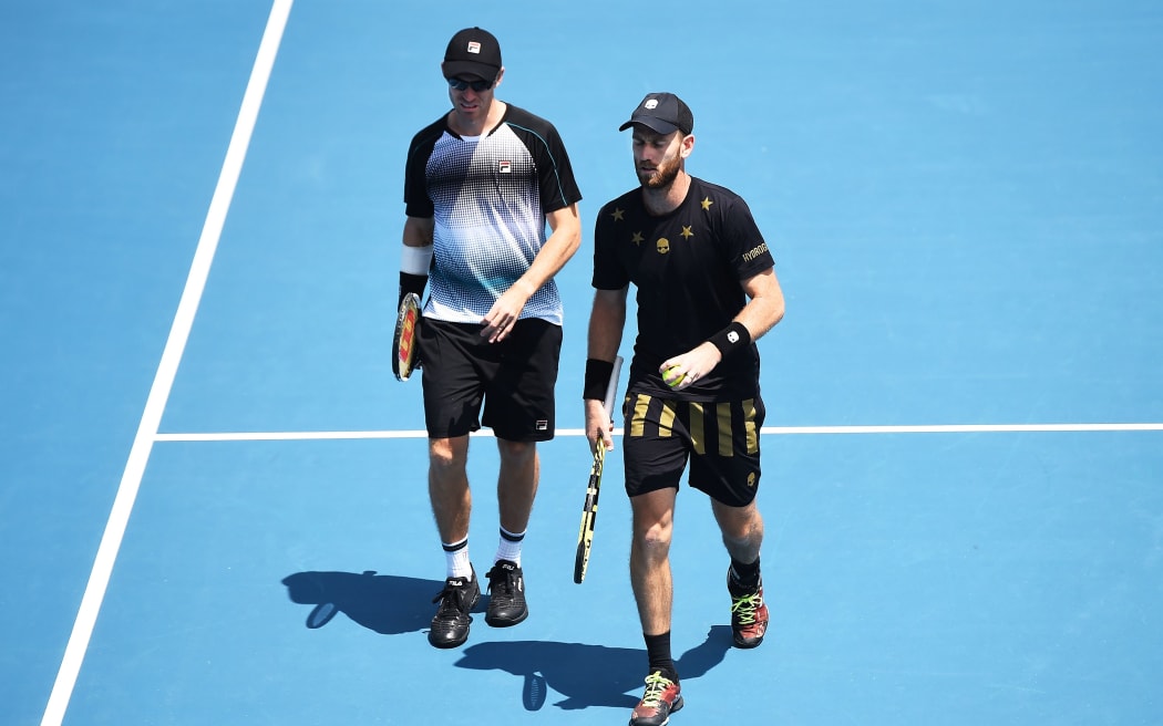 John Peers from Australia and Michael Venus from New Zealand at the 2020 ASB Classic.