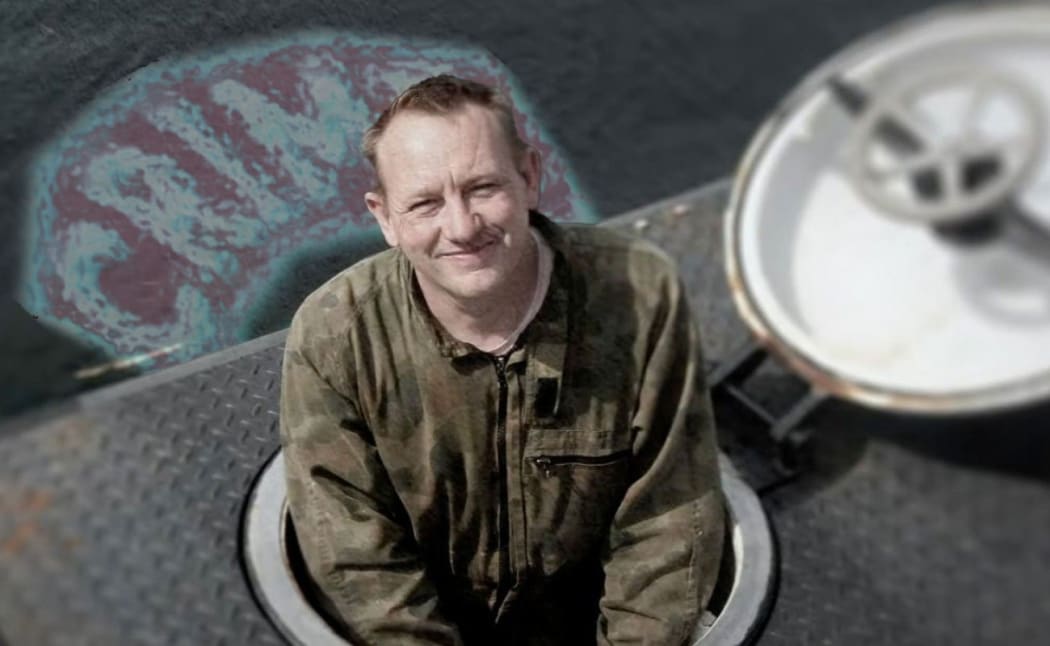 Peter Madsen showing off his home-made submarine, Nautilus.