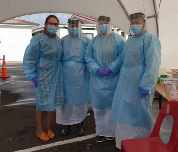 South Seas Healthcare nurses at the pop up testing centre near the Manukau Samoan Methodist Church.