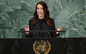 NEW YORK, NEW YORK - SEPTEMBER 23: Prime Minister of New Zealand Jacinda Ardern speaks at the 77th session of the United Nations General Assembly (UNGA) at U.N. headquarters on September 23, 2022 in New York City. After two years of holding the session virtually or in a hybrid format, 157 heads of state and representatives of government are expected to attend the General Assembly in person.   Michael M. Santiago/Getty Images/AFP (Photo by Michael M. Santiago / GETTY IMAGES NORTH AMERICA / Getty Images via AFP)