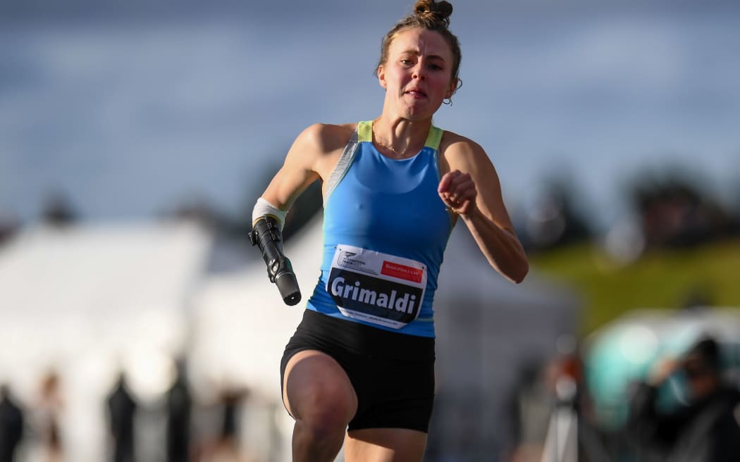 Anna Grimaldi set a New Zealand record of 5.78m in the long jump for the T47 during the International Track Meet
