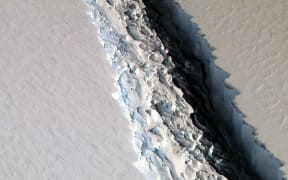 A view of a massive rift in the Antarctic Peninsula's Larsen C ice shelf on November 10, 2016.