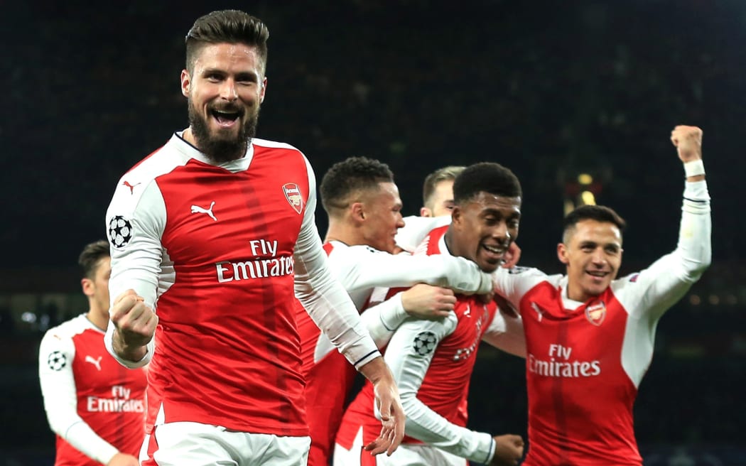 Arsenal's Olivier Giroud celebrates.