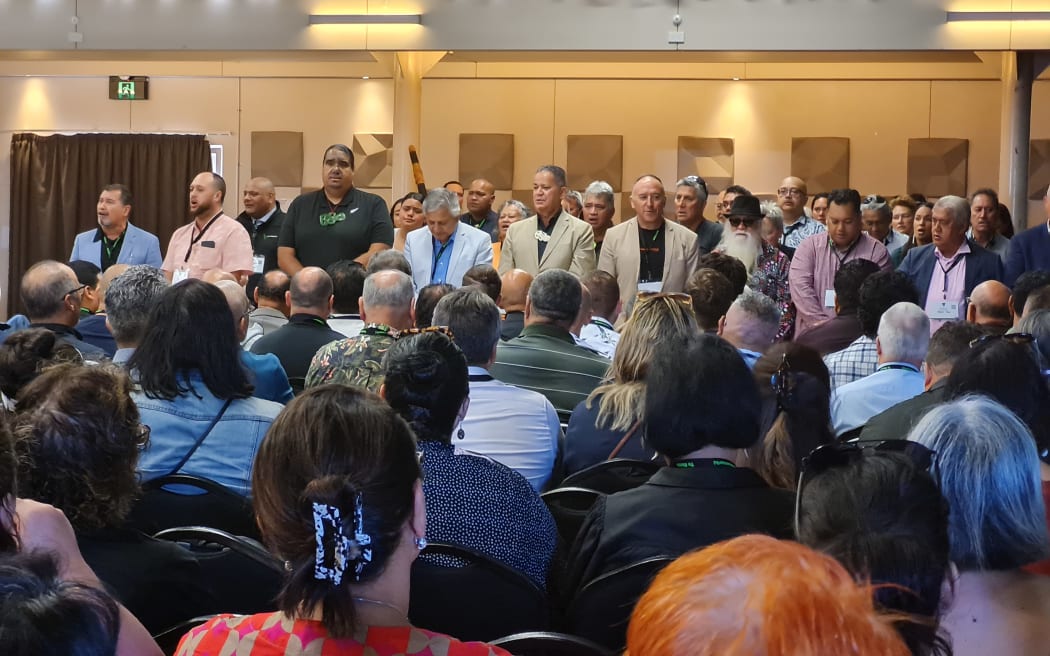 Representatives of the iwi of Te Tai Tokerau welcome iwi leaders from around the motu to Kerikeri.