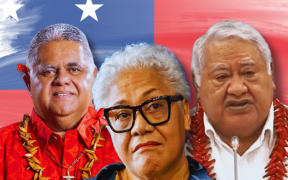 Left to right: FAST Party chairman La'auli Leuatea Schmidt, Prime Minister Fiame, Fiame Naomi Mata'afa, opposition leader Tuilaepa Sa'ilele Malielegaoi.