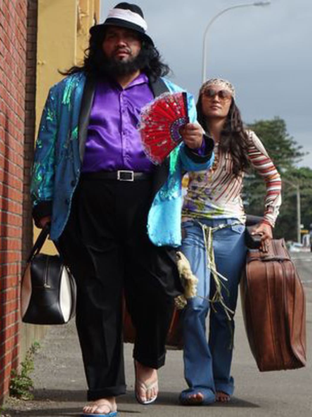 Maaka Pohatu, as Dalvanius Prime, and Summer Mokomoko, as Barletta Prime, in a scene from the movie.