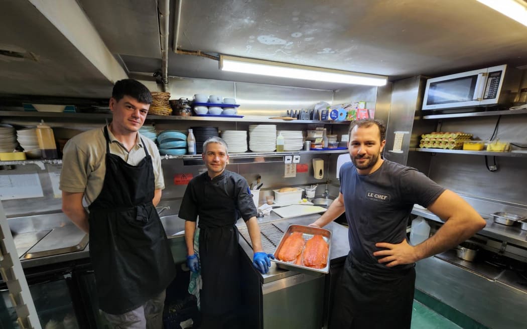 From left Nicolas Royer, Alexis_Jourdas and Edouard Legoff from Le Chef restaurant in Auckland