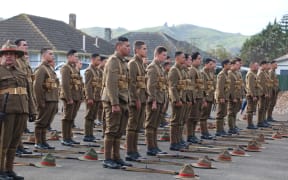 The 100 man honour guard, Te Poho o Rāwiri Marae, Gisborne 2019.