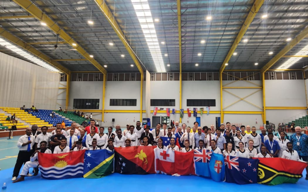 Oceania taekwondo athletes in Honiara after the Olympic qualifying event.