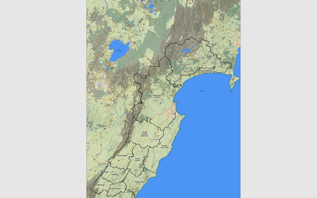 A Fire and Emergency NZ map showing the prohibited fire season in central and coastal Hawke's Bay.