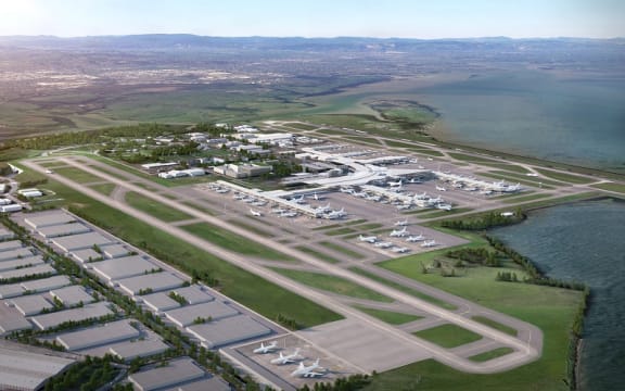 Picture of second runway at Auckland International Airport.