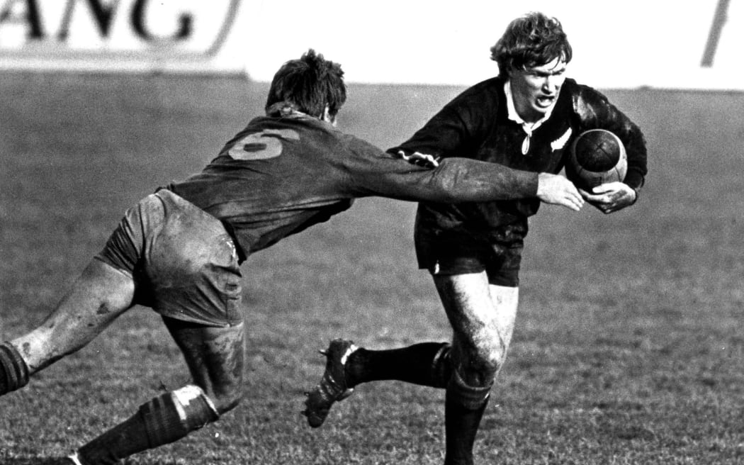 Stu Wilson in action against the Springboks during the South Africa tour of New Zealand 1981.