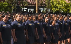 James Cook High School students perform a waiata for survivors of the Christchurch mosque attacks.