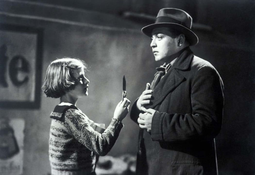 Film frame from Fritz lang's 1931 thriller M featuring Peter Lorre