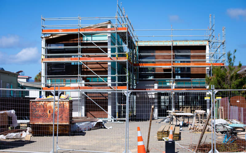 An apartment building under construction in Wellington