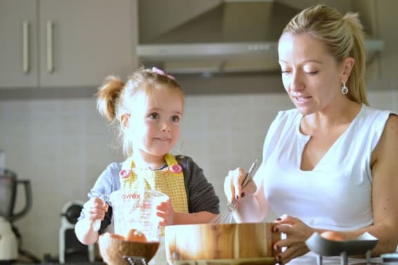Carine Claudepierre baking with daughter, Emma