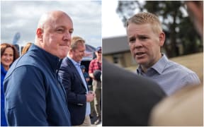 An image of Prime Minister Christopher Luxon next to an image of Labour leader Chris Hipkins.